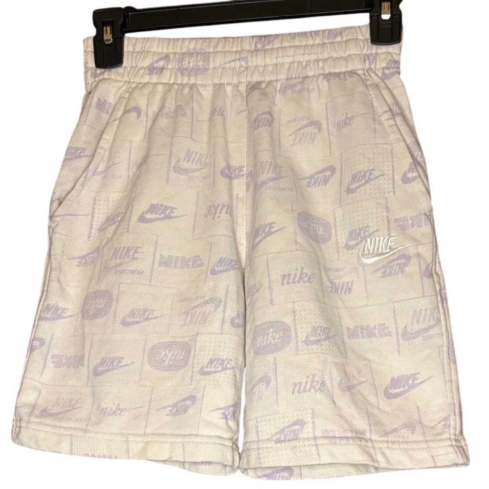Nike Girls Sz YM‎ Cotton Shorts With Pockets Purple and White GUC, CB3